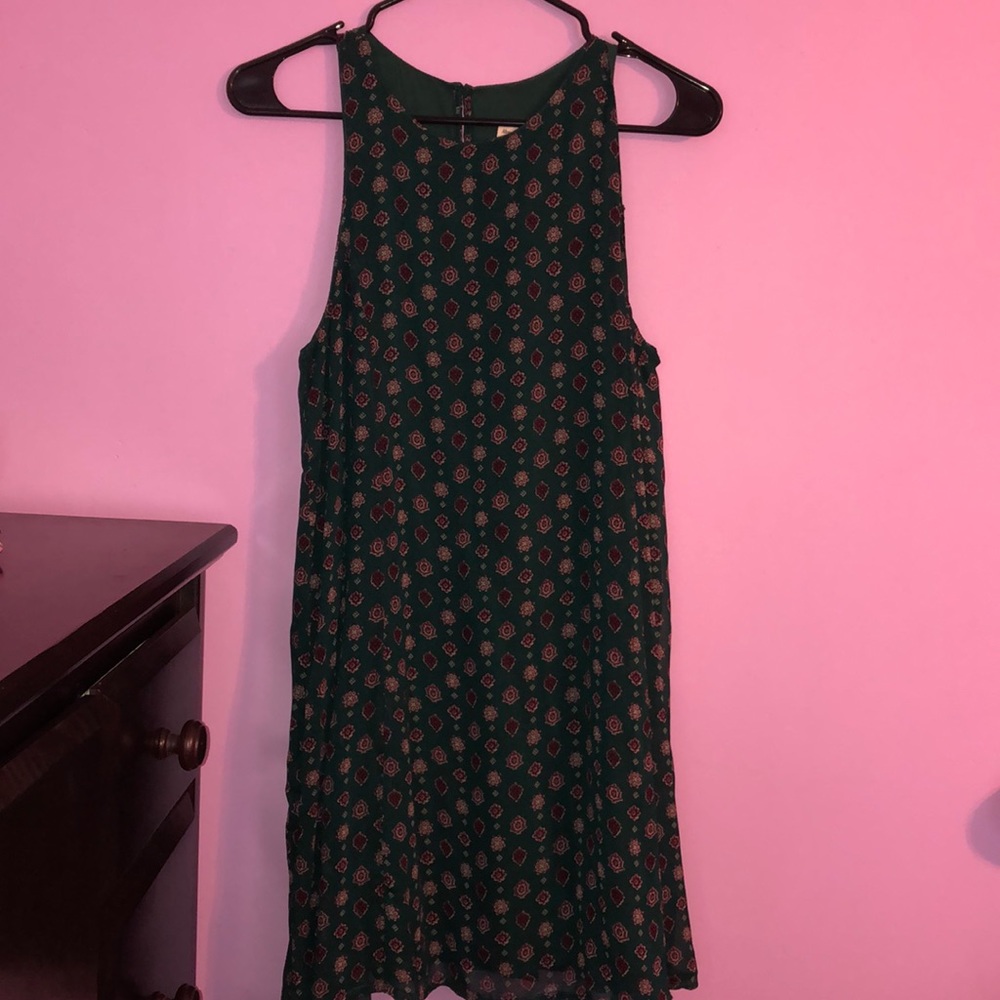 High-neck printed dress